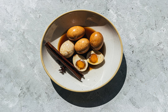 Chinese tea eggs with spices