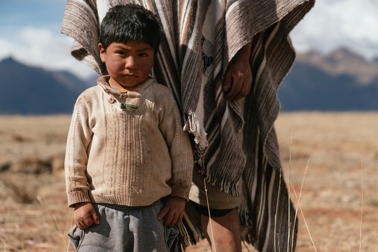 Father and his son in peru