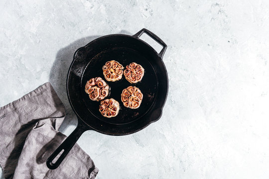 Pan roasted garlic cloves
