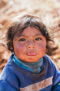 Indigenous baby in the andes mountain