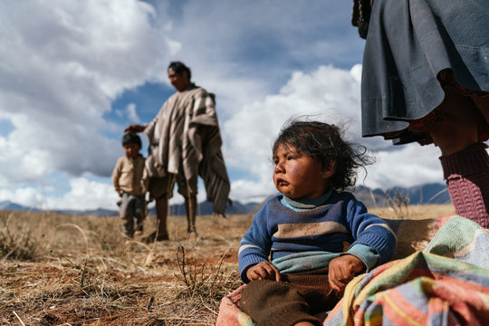 Indigenous kid in the mountains of peru