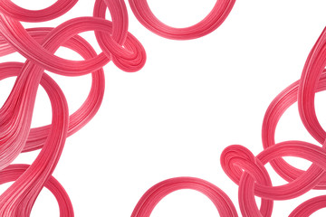 Fototapeta premium Waves of pink hair isolated on white background. Copy space