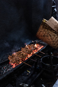 Indonesian Sate on a street food restaurant