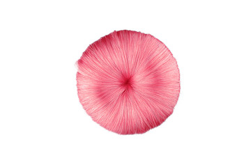Donut made by pink hair isolated on white background