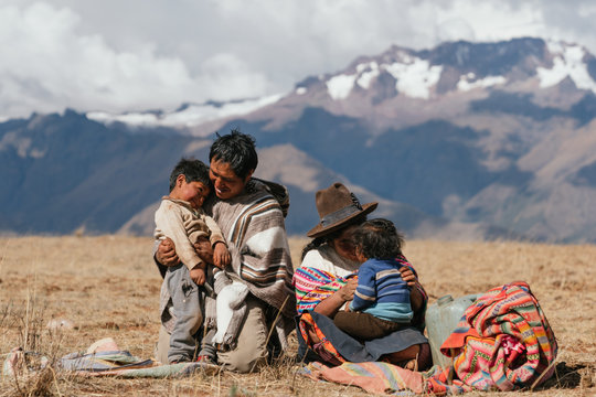 Family photo of indigenous people in Peru