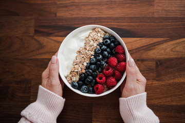 Muesli breakfast with yoghurt