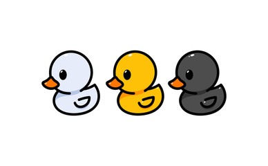 Three Baby Duck in a white background. Isolated Vector Illustration