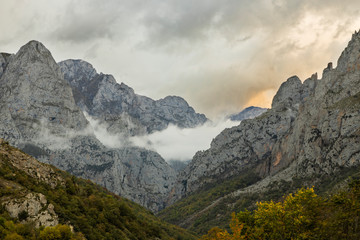 Clouds on the Summits of the Picos de Europa at Sunset