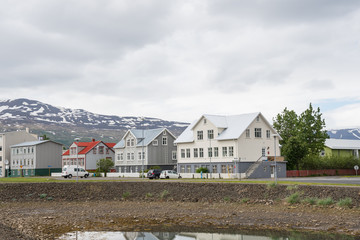 Town of Akureyri in North Iceland