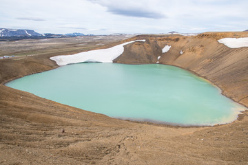 Viti Crater with lake in Krafla volcano in Iceland