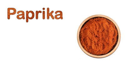 Paprika powder in a wooden bowl - Text Space