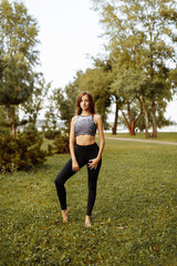 Portrait of a girl doing yoga.