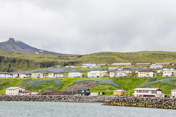 View over town of Olafsvik in Snaefellsnes peninsula in Iceland