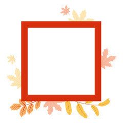 Autumn Fall Season Leaf Greeting Invitation Square Frame Background Bouquet