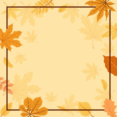 Autumn Fall Season Leaf Greeting Invitation Square Frame Background Bouquet
