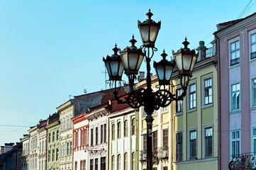 The Market Square, northern side in Lviv Ukraine