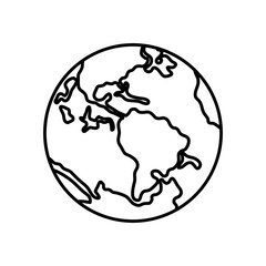 earth planet icon, line style