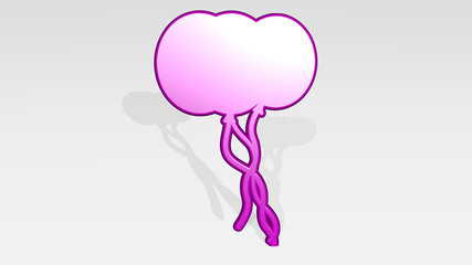 BALLOONS 3D icon casting shadow, 3D illustration for background and birthday