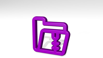 folder zip 3D icon casting shadow, 3D illustration for business and background