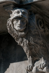 Closeup of amazing corbel on the old building on Market Square in Lviv, Ukraine © havoc