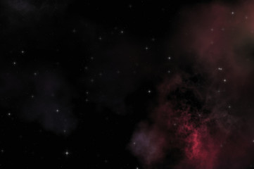 Star field in galaxy space with colorful nebula. Sci fi background of deep space. Ethereal wallpaper.