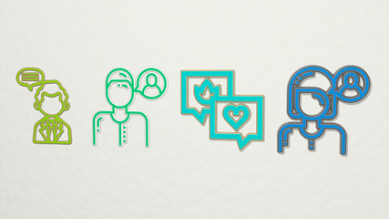 TALKING 4 icons set, 3D illustration for phone and business