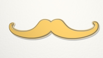 moustache 3D drawing icon, 3D illustration for beard and background