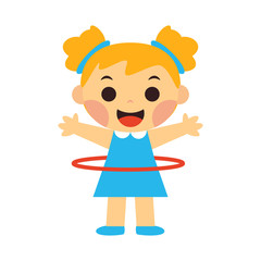 Isolated girl playing with a hoop - Vector