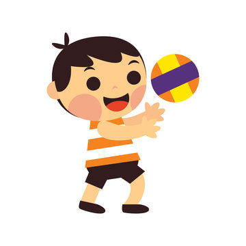 Isolated boy playing volleyball. Sports icon - Vector