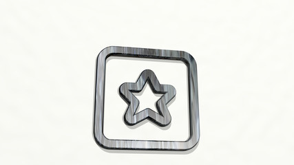 rating star square 3D icon on the wall, 3D illustration for concept and business