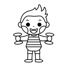 Boy with dumbbells in his hands - Vector
