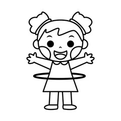 Isolated girl playing with a hoop - Vector