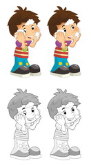 cartoon sketch boy washing on white background - illustration