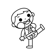 Isolated boy practicing karate. Sports icon - Vector