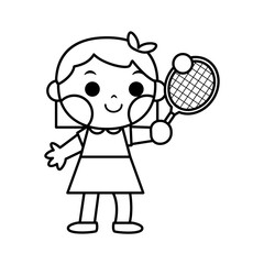 Isolated girl playing tennis. Sports icon - Vector