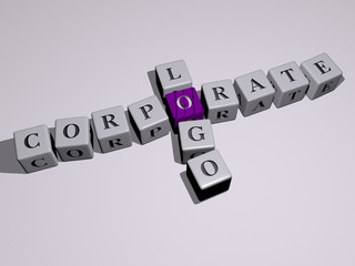 CORPORATE LOGO crossword by cubic dice letters, 3D illustration for business and concept