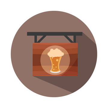 oktoberfest festival, hanging wooden singage beer celebration german traditional block and flat icon