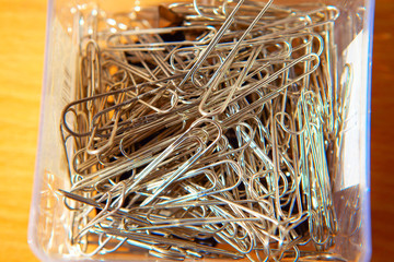 Office paper clips in a box
