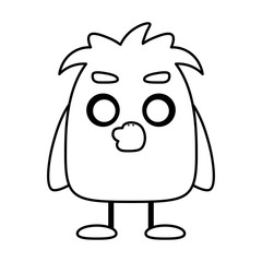 Happy bird comic cartoon. Ouline of a bird - Vector illustration