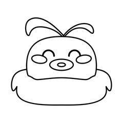 Happy bird comic cartoon. Ouline of a bird - Vector illustration