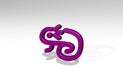 Fototapeta premium amphibian chameleon 3D icon casting shadow, 3D illustration for animal and frog