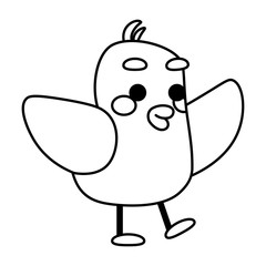 Happy bird comic cartoon. Ouline of a bird - Vector illustration