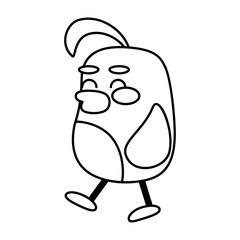 Happy bird comic cartoon. Ouline of a bird - Vector illustration