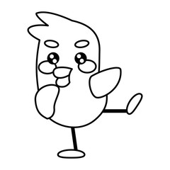 Happy bird comic cartoon. Ouline of a bird - Vector illustration