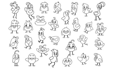 Fototapeta premium Set of a happy birds cartoon - Vector