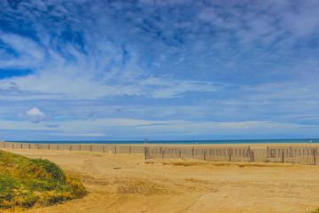 Beach, Ocean. Fence in the Outer Banks