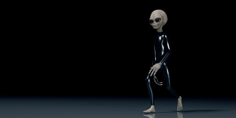Grey Alien Humanoid Beeing Ufo Character 3d illustration