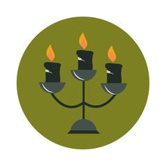 chandelier with burning candles decoration ornament flat and block icon
