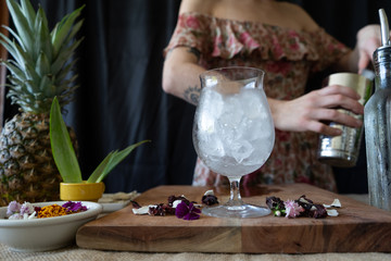 Pink fruity cocktail 