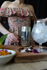 Pink fruity cocktail 
